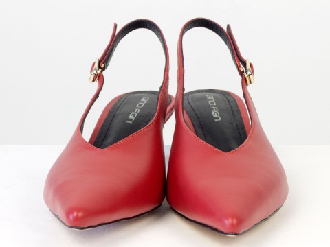 Елегантні червоні туфлі-слінгбеки на зручних підборах Gino Figini, фото 4