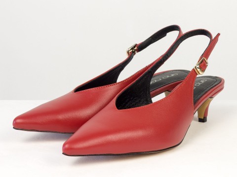 Елегантні червоні туфлі-слінгбеки на зручних підборах Gino Figini, фото 2