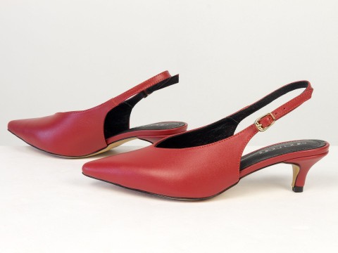 Елегантні червоні туфлі-слінгбеки на зручних підборах Gino Figini, фото 7