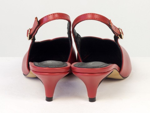 Елегантні червоні туфлі-слінгбеки на зручних підборах Gino Figini, фото 10