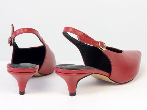 Елегантні червоні туфлі-слінгбеки на зручних підборах Gino Figini, фото 9