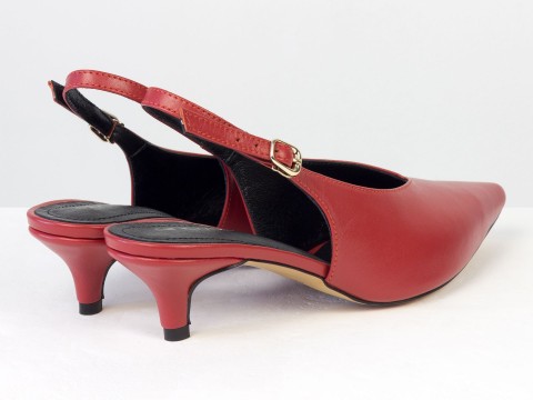 Елегантні червоні туфлі-слінгбеки на зручних підборах Gino Figini, фото 8