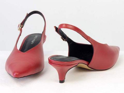 Елегантні червоні туфлі-слінгбеки на зручних підборах Gino Figini, фото 6