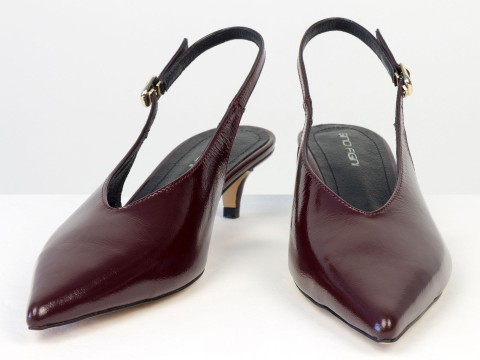 Елегантні бордові туфлі-слінгбеки на зручних підборах Gino Figini, фото 6