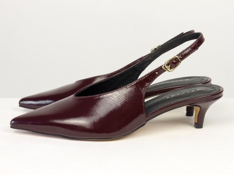Элегантные бордовые туфли-слингбеки на удобном каблуке Gino Figini