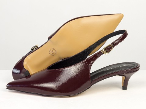 Елегантні бордові туфлі-слінгбеки на зручних підборах Gino Figini, фото 3