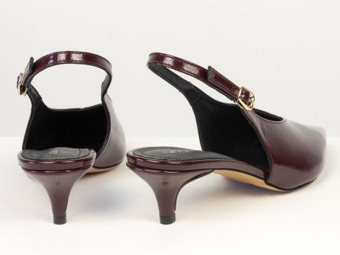 Елегантні бордові туфлі-слінгбеки на зручних підборах Gino Figini, фото 10