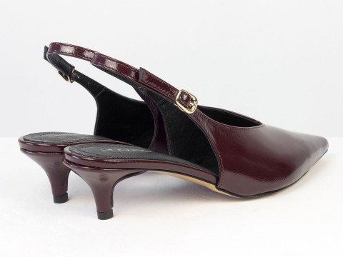 Елегантні бордові туфлі-слінгбеки на зручних підборах Gino Figini, фото 9