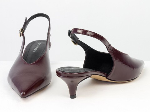 Елегантні бордові туфлі-слінгбеки на зручних підборах Gino Figini, фото 7