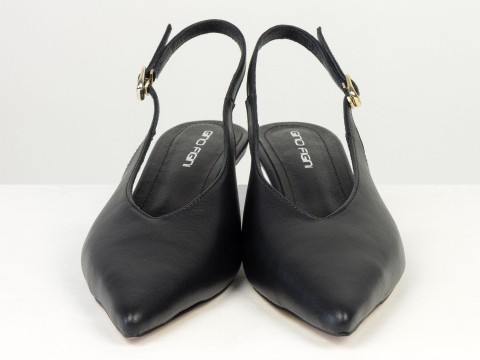 Елегантні чорні туфлі-слінгбеки на зручних підборах Gino Figini, фото 2