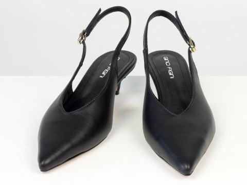 Елегантні чорні туфлі-слінгбеки на зручних підборах Gino Figini, фото 3