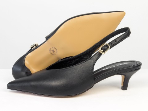 Елегантні чорні туфлі-слінгбеки на зручних підборах Gino Figini, фото 7