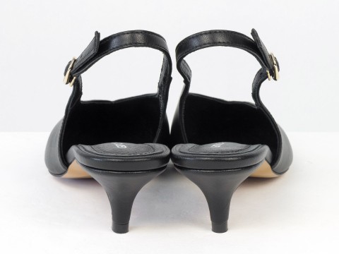 Елегантні чорні туфлі-слінгбеки на зручних підборах Gino Figini, фото 9