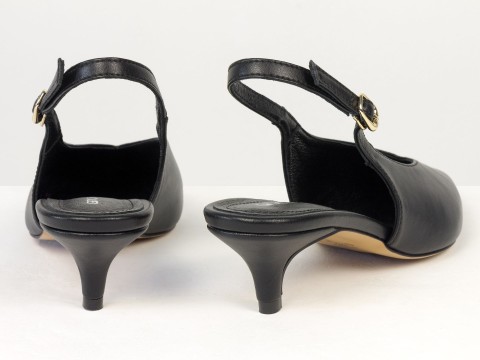 Елегантні чорні туфлі-слінгбеки на зручних підборах Gino Figini, фото 8