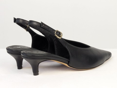 Елегантні чорні туфлі-слінгбеки на зручних підборах Gino Figini, фото 10