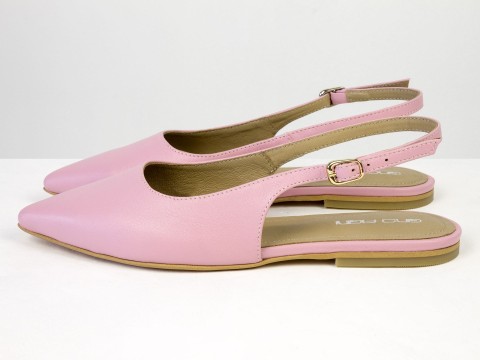 Жіночі балетки slingback з натуральної шкіри рожевого кольору Gino Figini