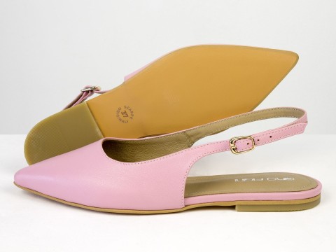 Жіночі балетки slingback з натуральної шкіри рожевого кольору Gino Figini, фото 3
