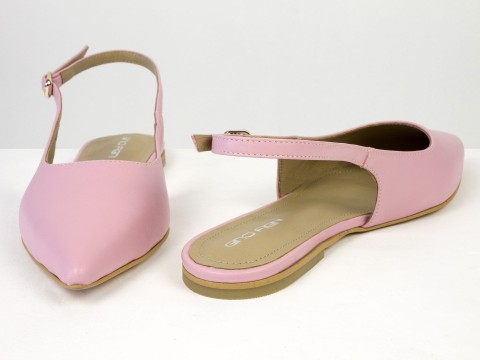 Жіночі балетки slingback з натуральної шкіри рожевого кольору Gino Figini, фото 7