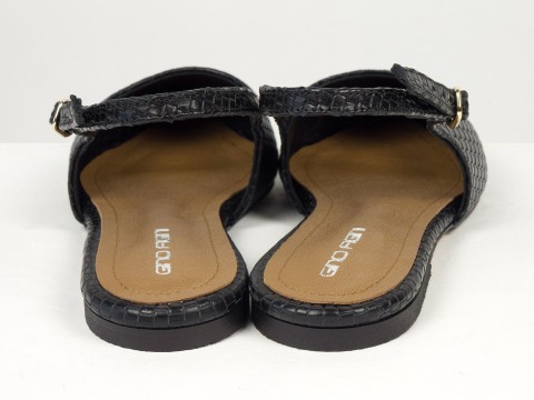 Жіночі балетки slingback з плетеної натуральної шкіри чорного кольору Gino Figini, фото 11