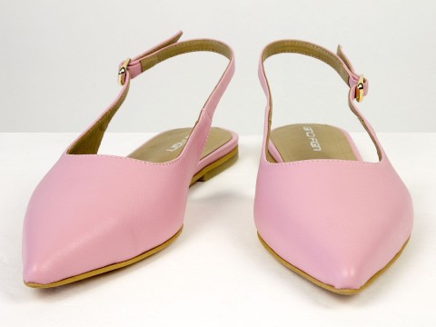 Жіночі балетки slingback з натуральної шкіри рожевого кольору Gino Figini, фото 6