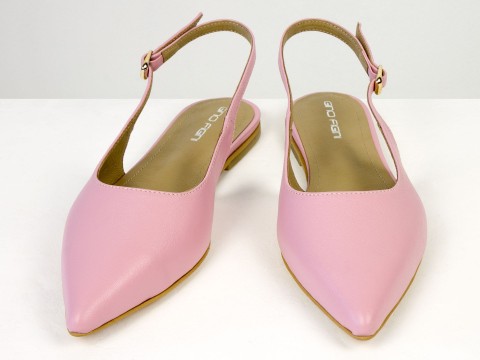 Жіночі балетки slingback з натуральної шкіри рожевого кольору Gino Figini, фото 5