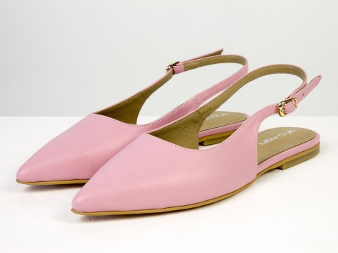 Жіночі балетки slingback з натуральної шкіри рожевого кольору Gino Figini, фото 2