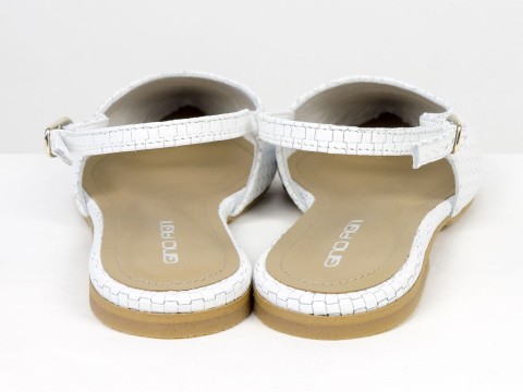 Жіночі балетки slingback з плетеної натуральної шкіри білого кольору Gino Figini, фото 10