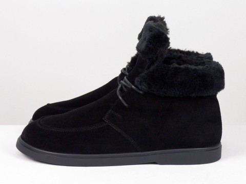 Жіночі замшеві черевики з чорним хутром Gino Figini