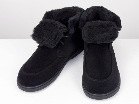 Жіночі замшеві черевики з чорним хутром Gino Figini