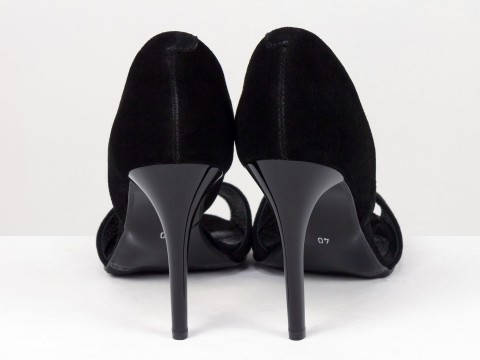 Женские черные замшевые босоножки на шпильке Gino Figini