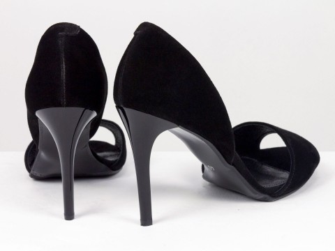 Женские черные замшевые босоножки на шпильке Gino Figini