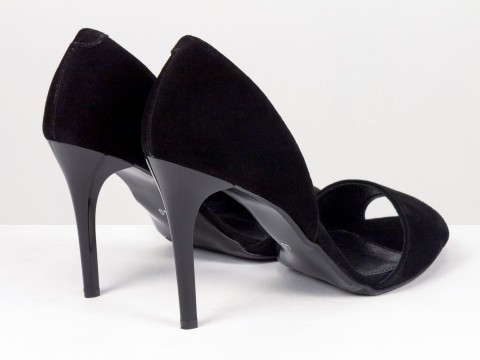 Женские черные замшевые босоножки на шпильке Gino Figini