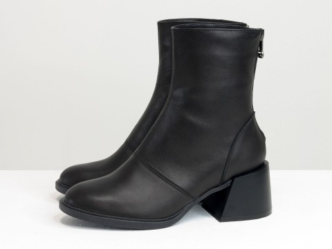 Женские классические ботинки черного цвета из натуральной кожи, Б-2159-01