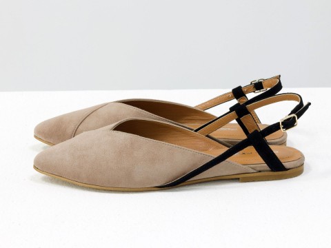 Жіночі туфлі з відкритою п'ятою бежевого кольору, С-2030-06.