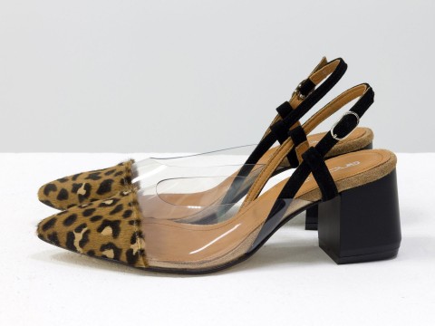 Леопардовые туфли из натурального меха пони и вставок из мягкого силикона, С-2009-03