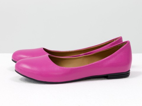 Літні балетки рожевого кольору з натуральної шкіри на тонкій підошві, Т-2110-01.