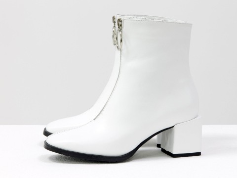 Класичні жіночі черевики білого кольору з натуральної шкіри, Б-2077-02.