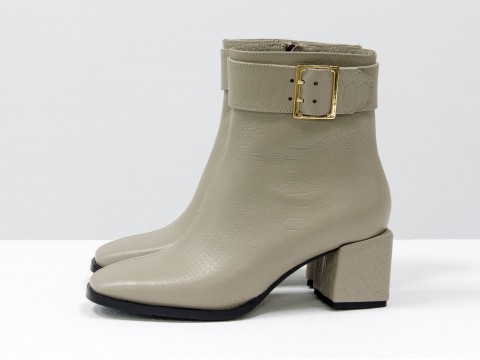 Жіночі класичні черевики сіро-бежевого кольору з натуральної шкіри Б-2061-03