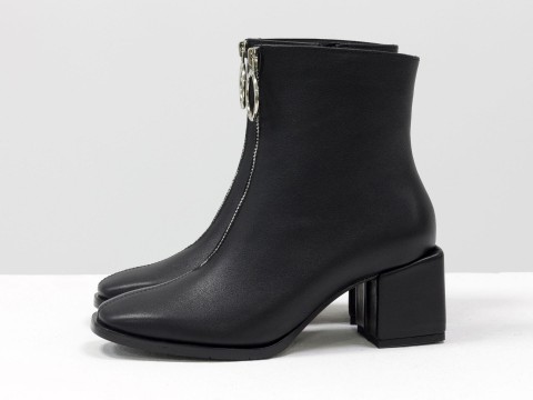 Класичні жіночі черевики чорного кольору з натуральної шкіри, Б-2077-01.