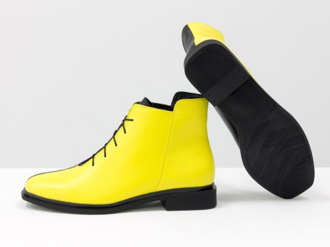 Дизайнерські черевики з натуральної шкіри чорно-жовтого кольору, Б-19142-17