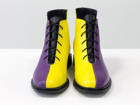Дизайнерські черевики з натуральної шкіри фіолетово-жовтого кольору