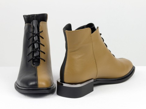 Дизайнерські черевики із натуральної матової шкіри чорно-коричневого кольору