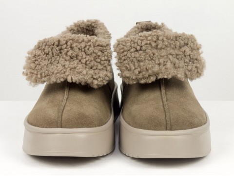 Женские замшевые зимние ботинки с мехом Gino Figini