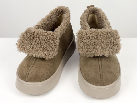 Женские замшевые зимние ботинки с мехом Gino Figini