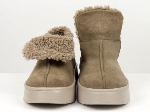 Женские замшевые зимние ботинки с мехом Gino Figini