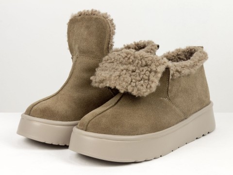 Женские замшевые зимние ботинки с мехом Gino Figini