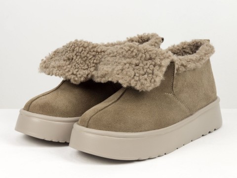 Женские замшевые зимние ботинки с мехом Gino Figini