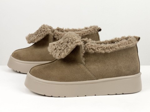 Женские замшевые зимние ботинки с мехом Gino Figini