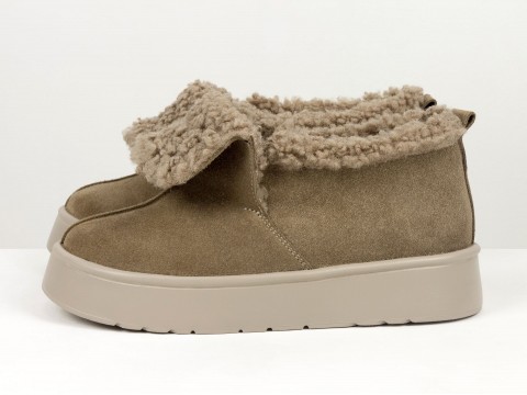 Женские замшевые зимние ботинки с мехом Gino Figini