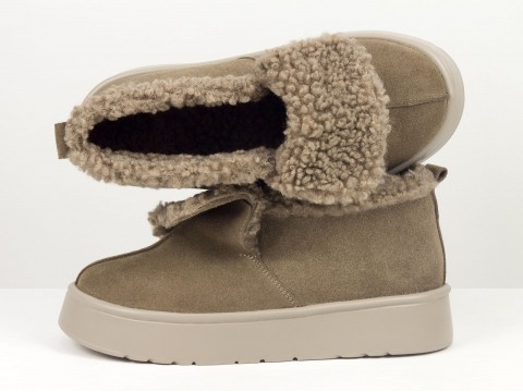 Женские замшевые зимние ботинки с мехом Gino Figini